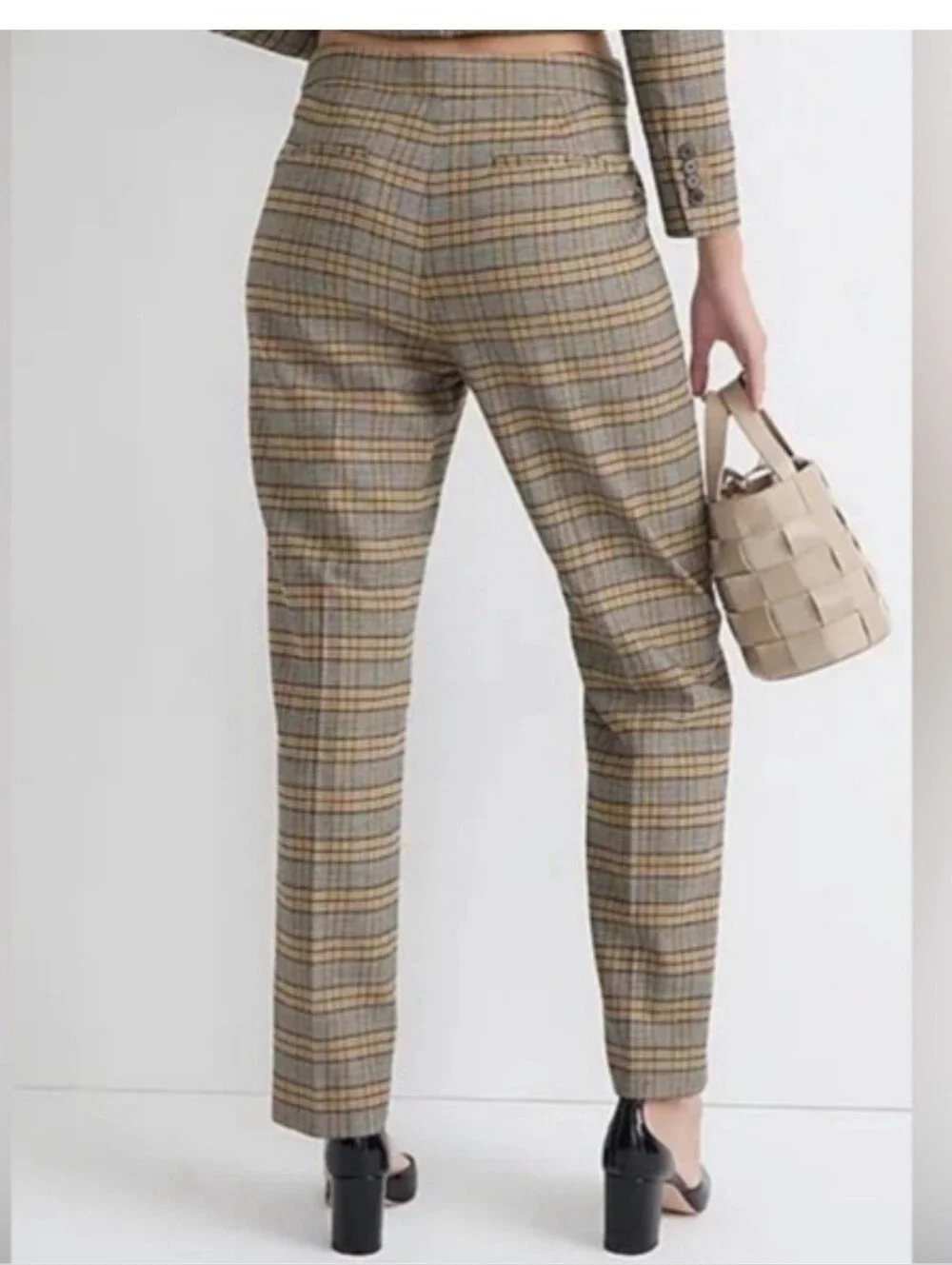Preppy Office Buisness EUC J Crew Kate Italian Nalya wool plaid pants Sz.8